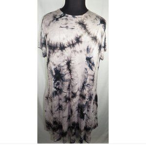 Riley & James Black Gray Tie Dye Short Sleeve Dress, Pockets, Plus Size 3X